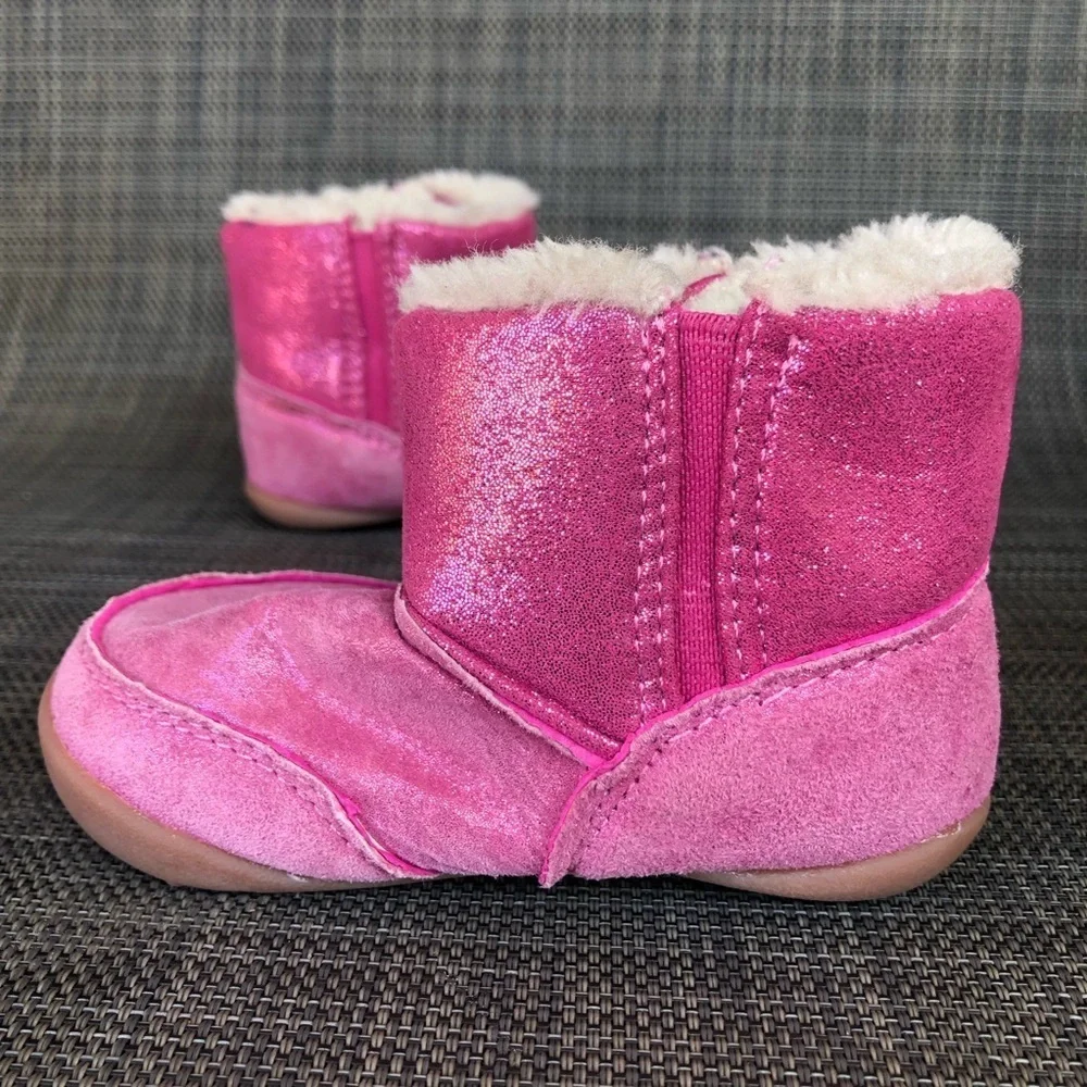 Carter's Every Step Stage 3 Girl's Sparkly Pink Leather Boots Shoes Size:4